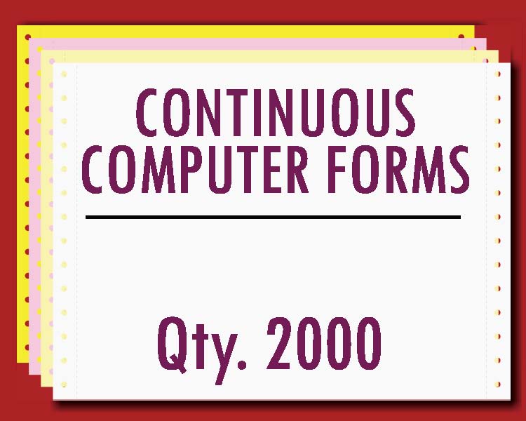 Continuous Carbonless Form 9.5" X 11" 1 Part 2000 Qty - BLANK - Click Image to Close