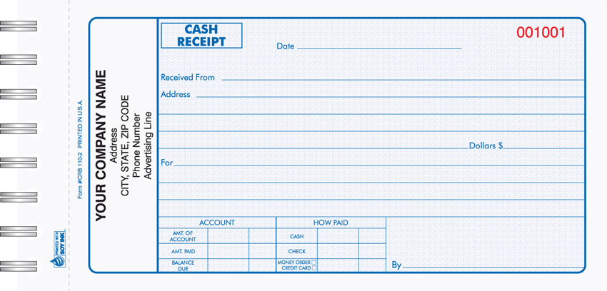 Cash Receipt Book 2 Part - Wire Bound - 4.25 x 7.75 - Click Image to Close