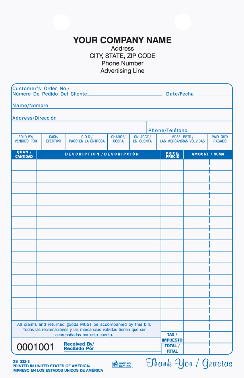 General Sales - Register Form - GS-222-3 Part 5.5 x 8.5 - Biling
