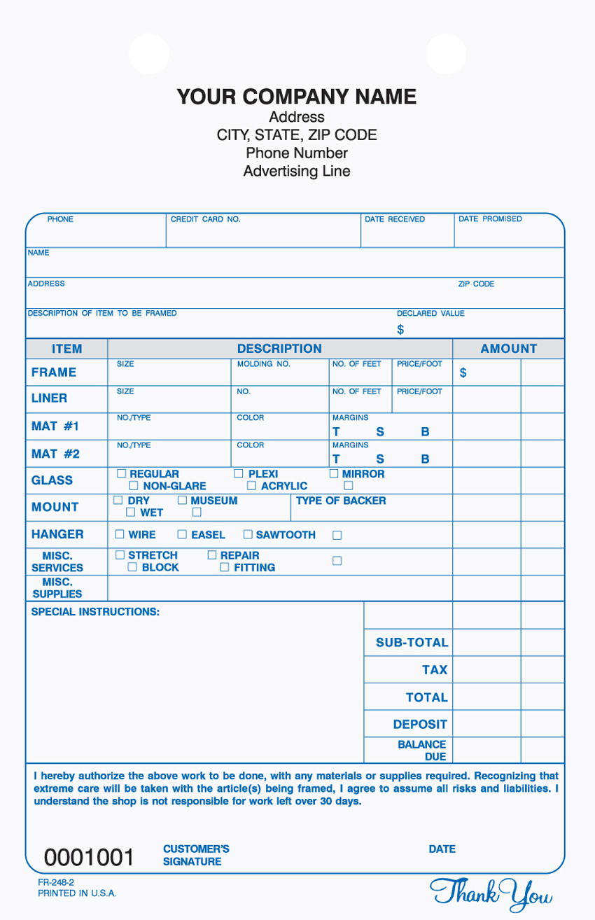 Framing Form - Register Form - 5.5" x 8.5" - 2 or 3 Part - Click Image to Close
