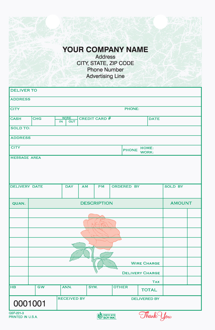 Florist Sales - Register Form - 5.5" x 8.5" - 2 & 3 Part