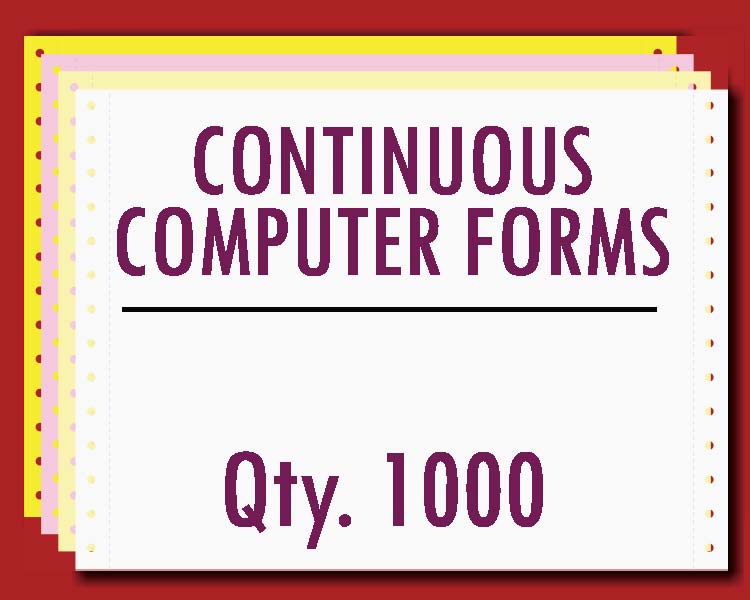 Continuous Carbonless Form 9.5" x 5.5" 3 Part 1000 Qty