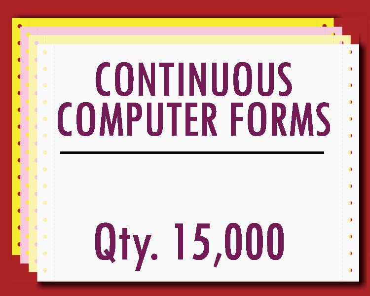 Continuous Carbonless Form 9.5" x 5.5" 2 Part 15,000 Qty