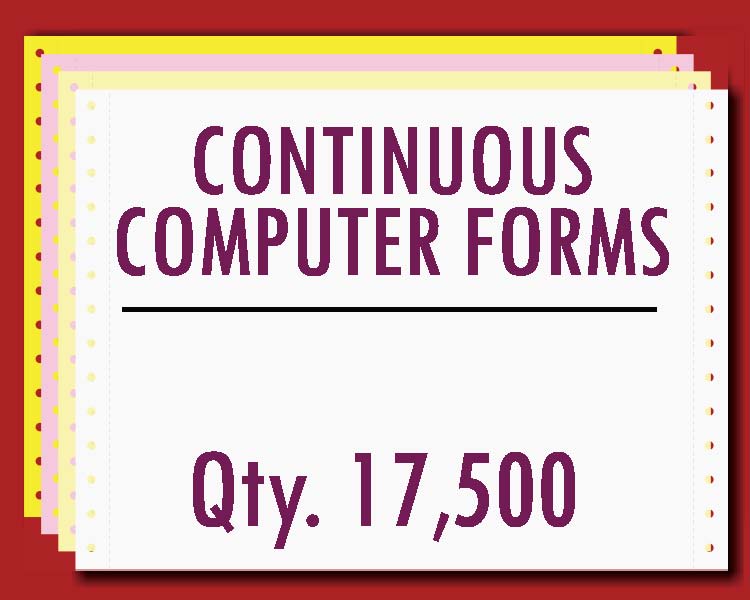 Continuous Carbonless Form 9.5" x 5.5" 1 Part 17,500 Qty