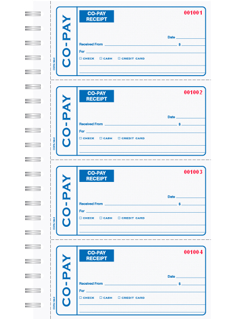 Co-Pay Medical Receipt Book - UNIT SET - 11" x 6 1/8" - 2 PART Co-Pay Medical Receipt Book - UNIT SET - 11" x 6 1/8" - 2 PART