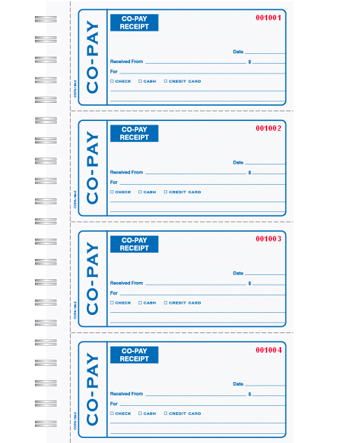 Co-Pay Medical Receipt Book - UNIT SET - 11" x 6 1/8" - 2 PART - Click Image to Close