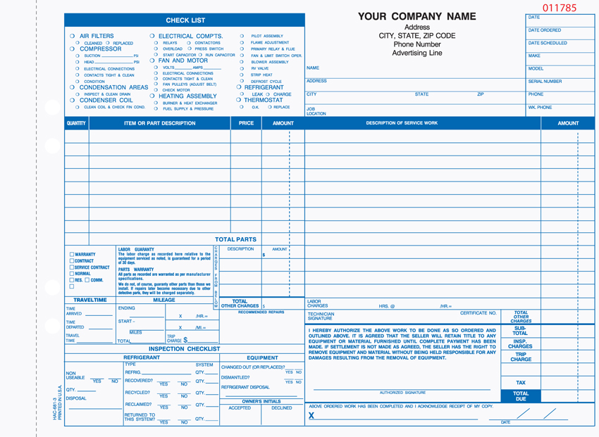 HVAC SERVICE FORMS