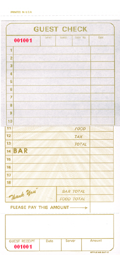 "Guest Check - Unit Set - 4.25"x 9" - 2 Part Blank" "Guest Check - Unit Set - 4.25"x 9" - 2 Part Blank"