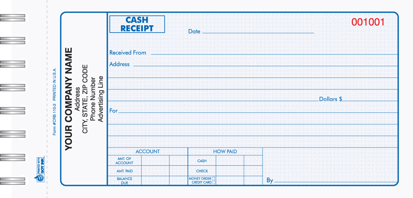 Cash Receipt Book 3 Part - Wire Bound - 4.25 x 7.75 Cash Receipt Book 3 Part - Wire Bound - 4.25 x 7.75