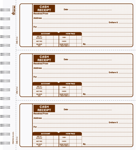 Cash Receipt Book 2 Part Brown - Wire Bound - 2.75 x 6.75 Cash Receipt Book 2 Part Brown - Wire Bound - 2.75 x 6.75