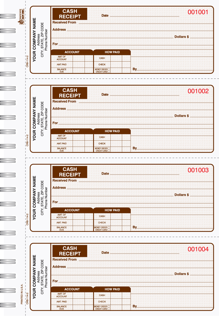 Cash Receipt Book 2 Part Brown - Wire Bound - 2.75 x 6.75 Cash Receipt Book 2 Part Brown - Wire Bound - 2.75 x 6.75