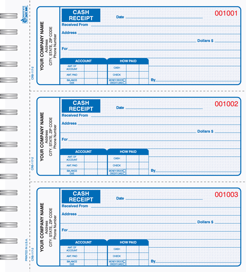 Cash Receipt Book 2 Part Blue - Wire Bound - 2.75 x 6.75 Cash Receipt Book 2 Part Blue - Wire Bound - 2.75 x 6.75