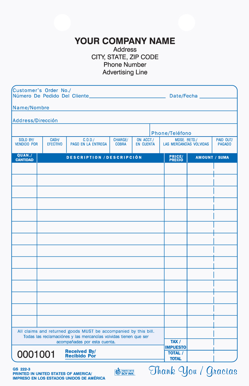 General Sales - Register Form - GS-222-3 Part 5.5 x 8.5 - Biling (image for) General Sales - Register Form - GS-222-3 Part 5.5 x 8.5 - Biling