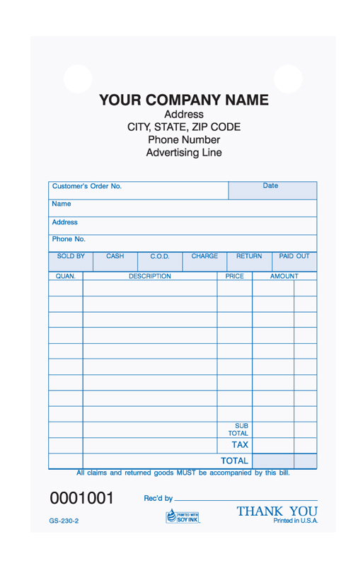 General Sales - Register Form - GS-230 2 & 3 Part 4 x 6.5 General Sales - Register Form - GS-230 2 & 3 Part 4 x 6.5