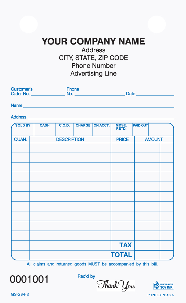 General Sales - Register Form - GS-234 2 & 3 Part 4 x 6.5 General Sales - Register Form - GS-234 2 & 3 Part 4 x 6.5