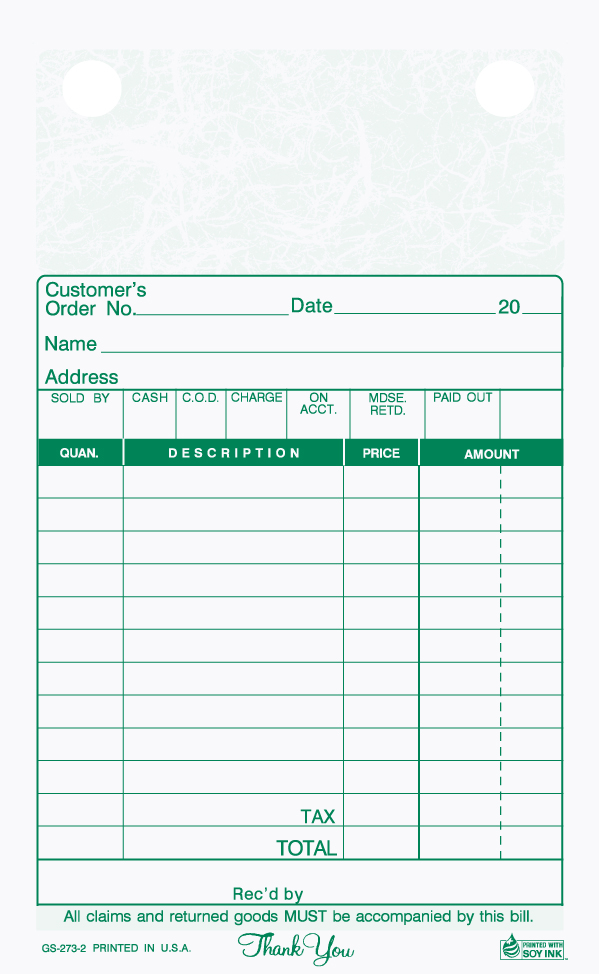 General Sales - Register Form - GS-273 2 & 3 Part 4 x 6.5 - Gree General Sales - Register Form - GS-273 2 & 3 Part 4 x 6.5 - Gree