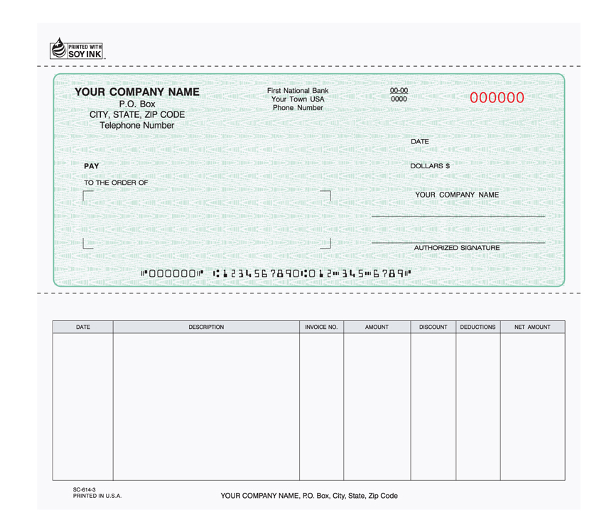 Accounts Payable Check - 8.5" x 7" - 3-Part - Green - CARBON (image for) Accounts Payable Check - 8.5" x 7" - 3-Part - Green - CARBON