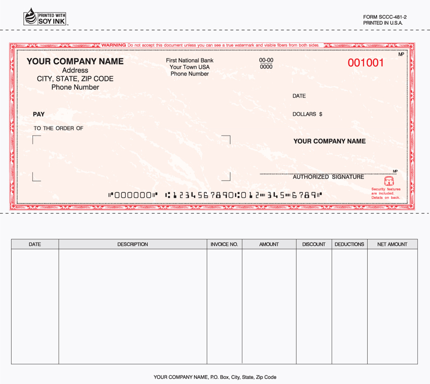 Accounts Payable Security Checks - 8.5" x 7" - 2-Part - Red Mar (image for) Accounts Payable Security Checks - 8.5" x 7" - 2-Part - Red Mar