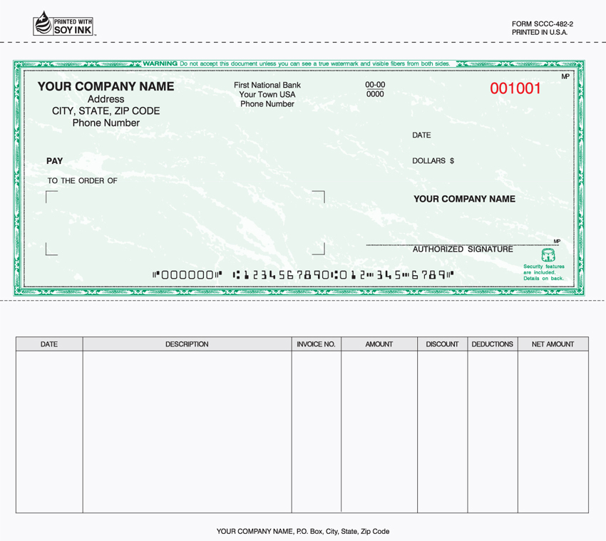 Accounts Payable Security Checks - 8.5" x 7" - 3-Part - Green M (image for) Accounts Payable Security Checks - 8.5" x 7" - 3-Part - Green M