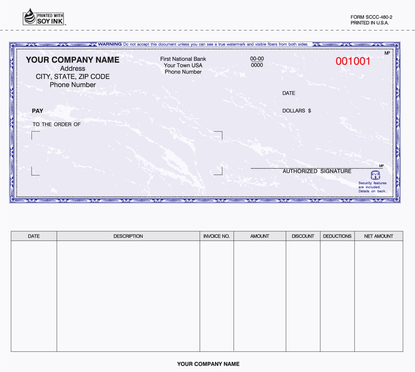 Accounts Payable Security Checks - 8.5" x 7" - 3-Part - Blue Ma (image for) Accounts Payable Security Checks - 8.5" x 7" - 3-Part - Blue Ma