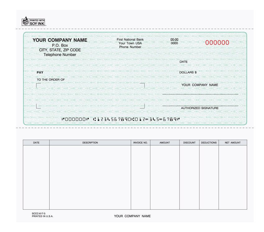 Accounts Payable Check - 8.5" x 7" - 2-Part - Green (image for) Accounts Payable Check - 8.5" x 7" - 2-Part - Green