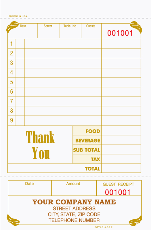 "Guest Check - Unit Set - 4.25" x 6.5" - 1 Part" "Guest Check - Unit Set - 4.25" x 6.5" - 1 Part"