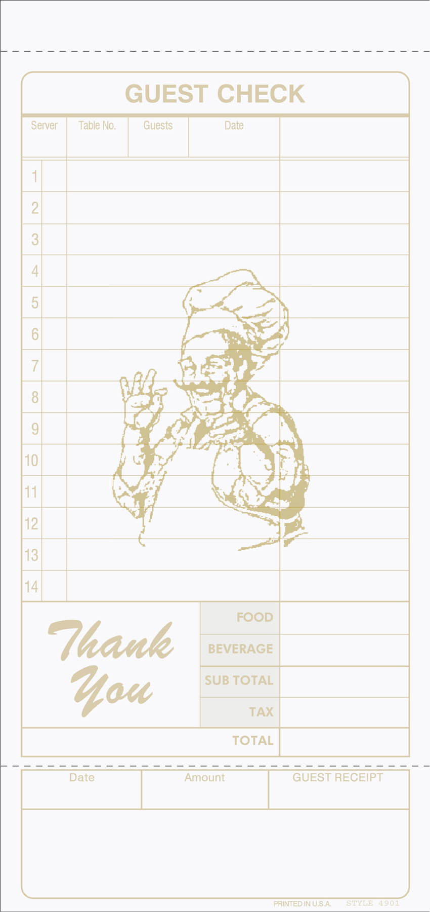 "Guest Check - Unit Set - 4.25" x 9" - 2 Part Italian" "Guest Check - Unit Set - 4.25" x 9" - 2 Part Italian"