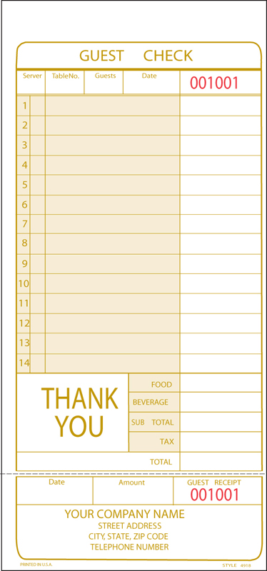 "Guest Check - Unit Set - 4.25" x 9" - 1 Part Blank" "Guest Check - Unit Set - 4.25" x 9" - 1 Part Blank"