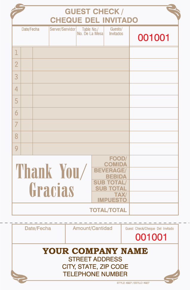 "Guest Check - Unit Set - 4.25"x 6.5" - 1 Part" "Guest Check - Unit Set - 4.25"x 6.5" - 1 Part"