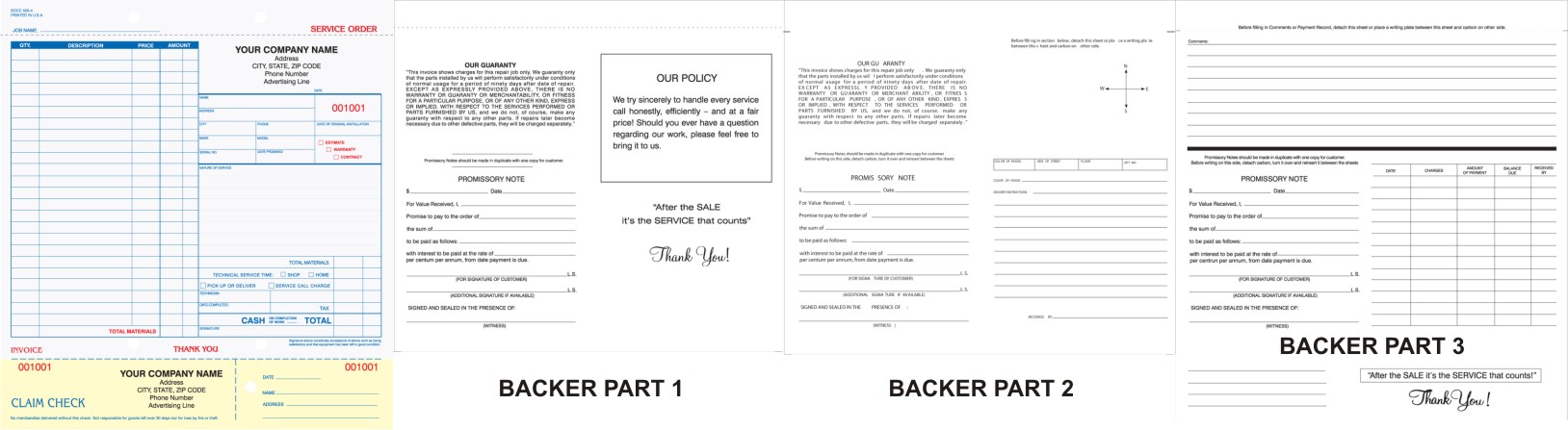 "Service Order - Unit Set - SOCC-505 - 8.5"x8.5" - 4 Part" "Service Order - Unit Set - SOCC-505 - 8.5"x8.5" - 4 Part"