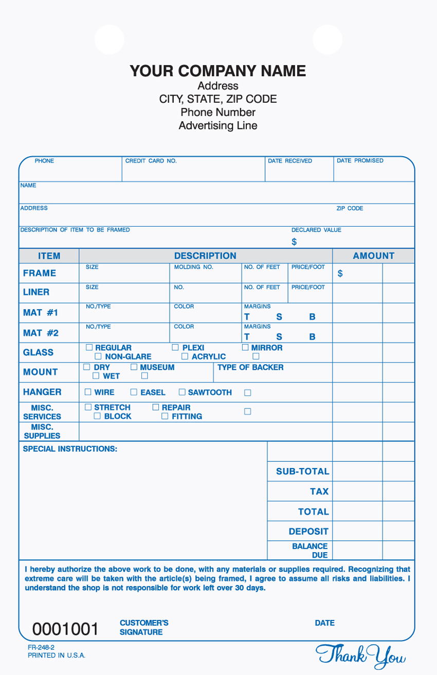 Framing Form - Register Form - 5.5" x 8.5" - 2 or 3 Part Framing Form - Register Form - 5.5" x 8.5" - 2 or 3 Part