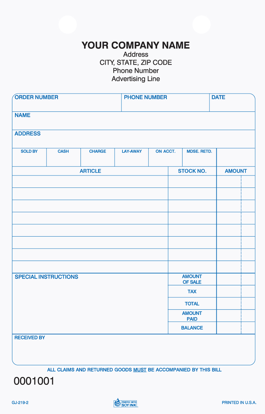 Gift and Jewelry - Register Form - 5.5" x 8.5" - 2 or 3 Part - Click Image to Close