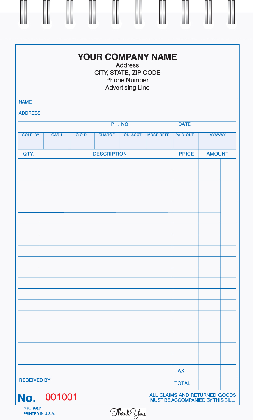 General Sales Book - 5.67 x 8.5 - 2 Part General Sales Book - 5.67 x 8.5 - 2 Part
