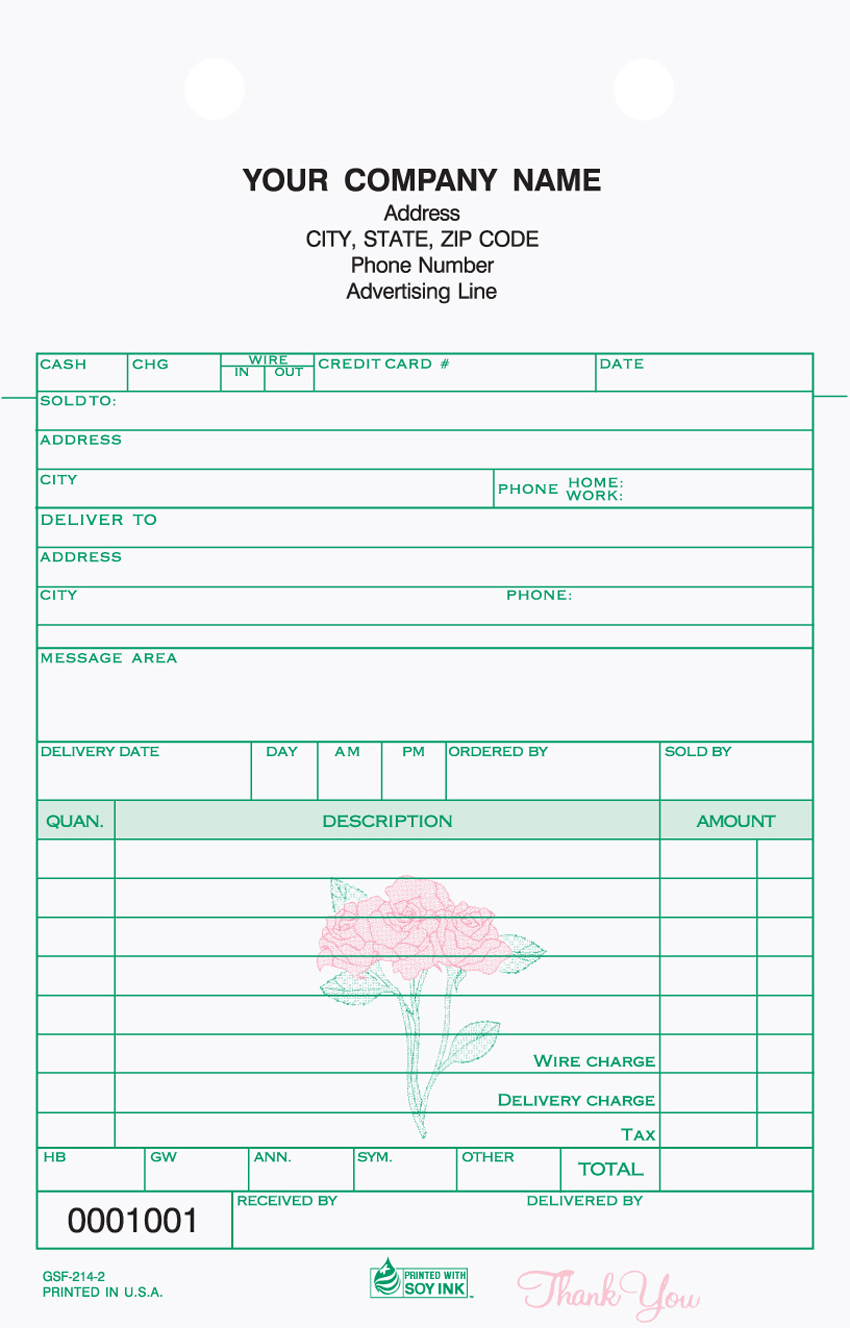 Florist Sales - Register Form - 5.5" x 8.5" - 2 & 3 Part - Click Image to Close