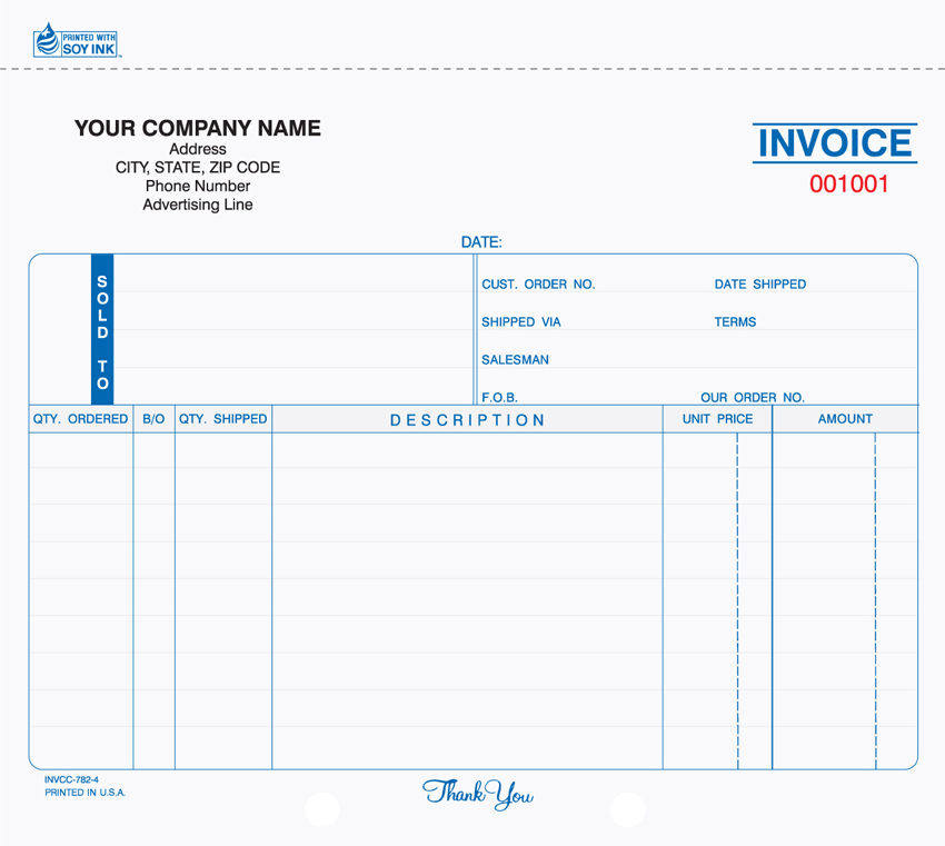 "Invoice - Unit Set - 8.5" x 7" - 4 Part" - Click Image to Close