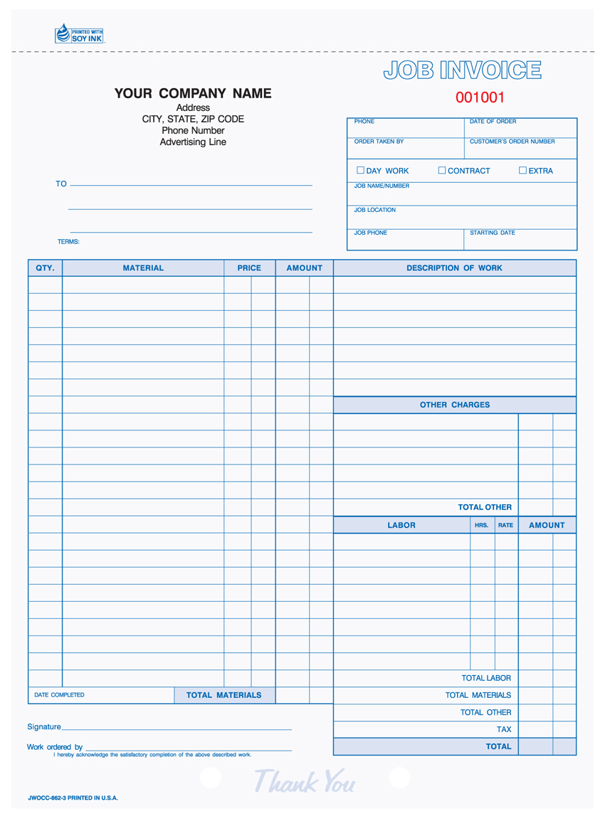 "Work Order/Invoice - Unit Set - 8.5" x 11" - 3 Part" (image for) "Work Order/Invoice - Unit Set - 8.5" x 11" - 3 Part"