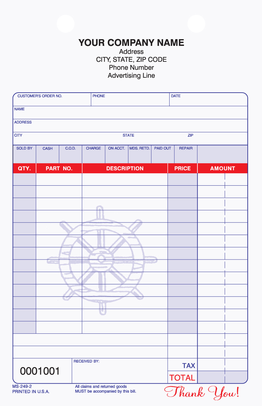 Marine Service Agreement - Register Form - 5.5" x 8.5" - 2 or 3 - Click Image to Close