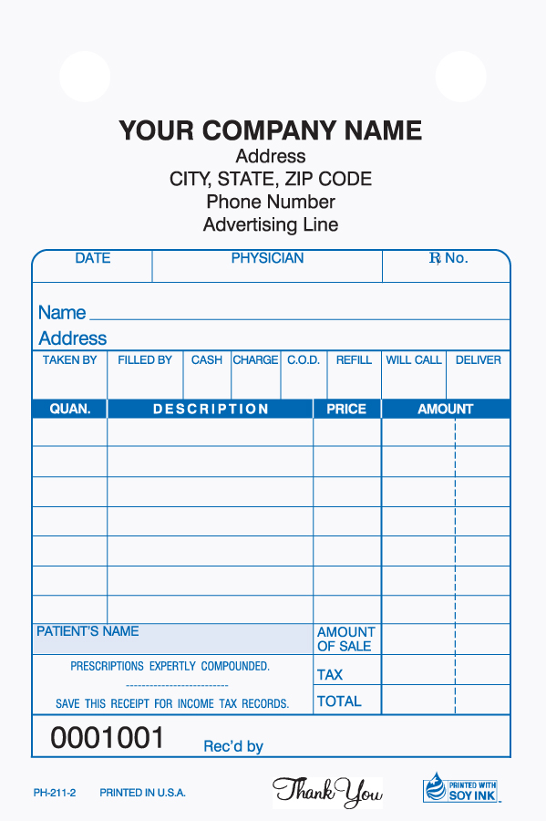 "Pharmacy - Register Form - 4" x 6" - 2 Part" - Click Image to Close