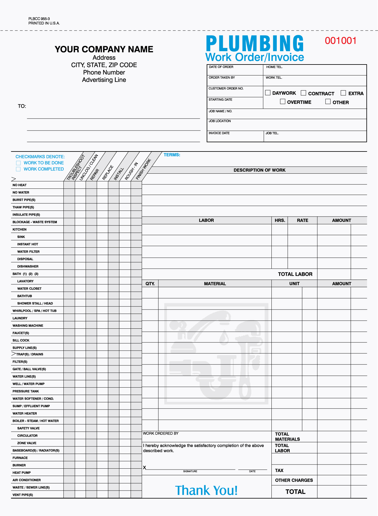 "Plumbing Form - Unit Set - 8.5" x 11" - 3 Part" "Plumbing Form - Unit Set - 8.5" x 11" - 3 Part"