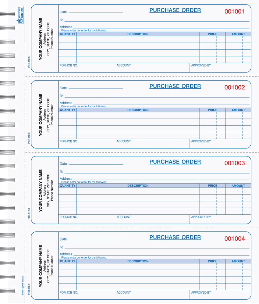 "Purchase Order Book - Wire Bound - POB-312 - 2.75"x8.5" - 3 Par "Purchase Order Book - Wire Bound - POB-312 - 2.75"x8.5" - 3 Par