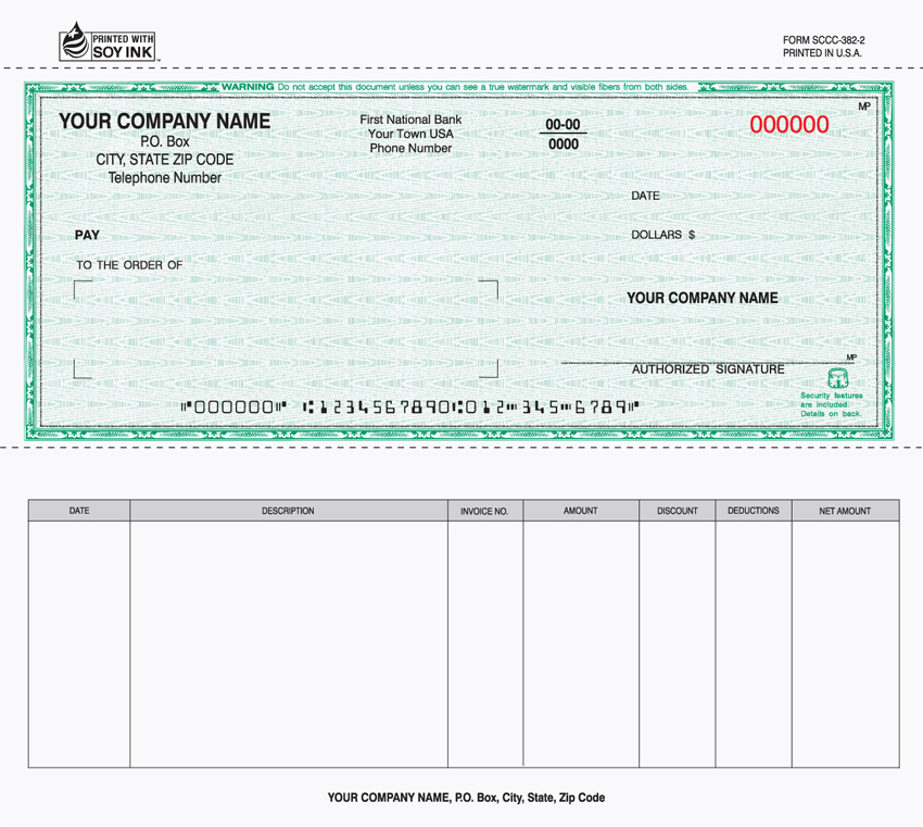 Accounts Payable Security Checks - 8.5" x 7" - 2 Part - Green Sc Accounts Payable Security Checks - 8.5" x 7" - 2 Part - Green Sc