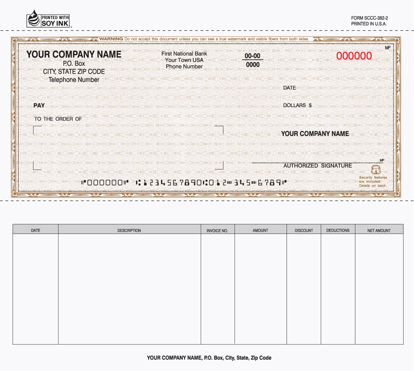 Accounts Payable Security Checks - 8.5" x 7" - 2-Part - Brown Accounts Payable Security Checks - 8.5" x 7" - 2-Part - Brown