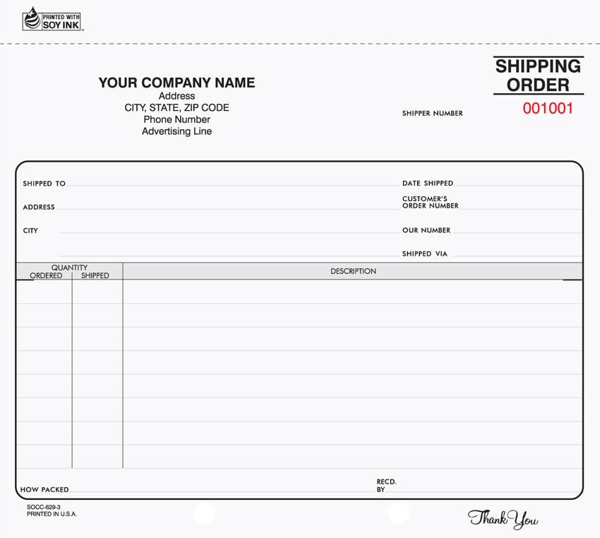"Shipping Order - Unit Set - Carbon - 8.5" x 7" - 3 Part" "Shipping Order - Unit Set - Carbon - 8.5" x 7" - 3 Part"