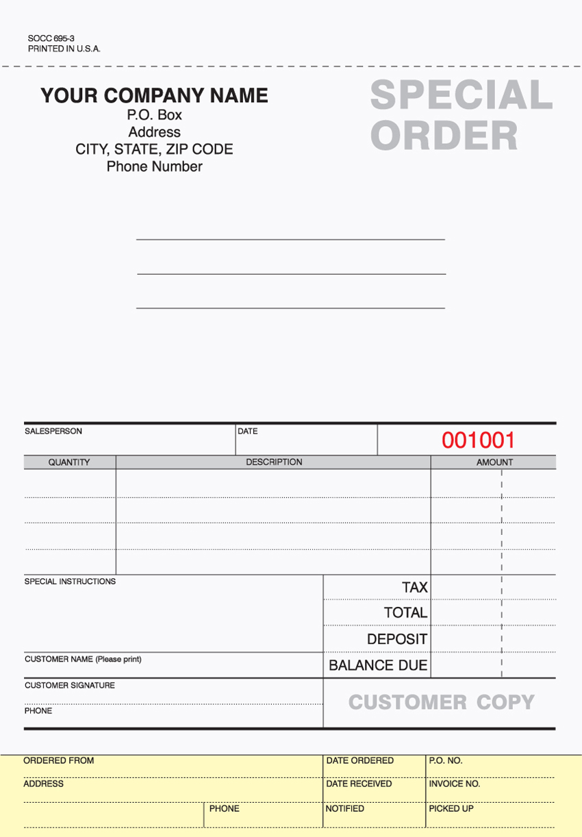 "Special Order Form - Unit Set - SOCC-695 - 5 2/3"x7 3/4" - 3 Pa "Special Order Form - Unit Set - SOCC-695 - 5 2/3"x7 3/4" - 3 Pa