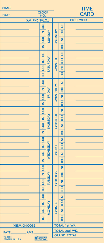 Time Card - 3.625 x 8.5 - 1 Part
