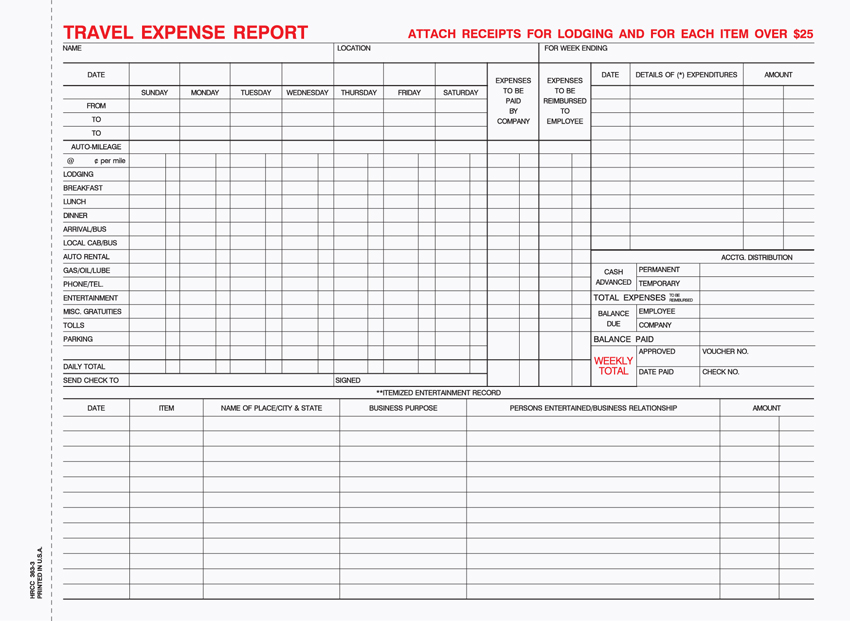 Travel Expense Report - Unit Set - 11 x 8.5- 2 Part Travel Expense Report - Unit Set - 11 x 8.5- 2 Part
