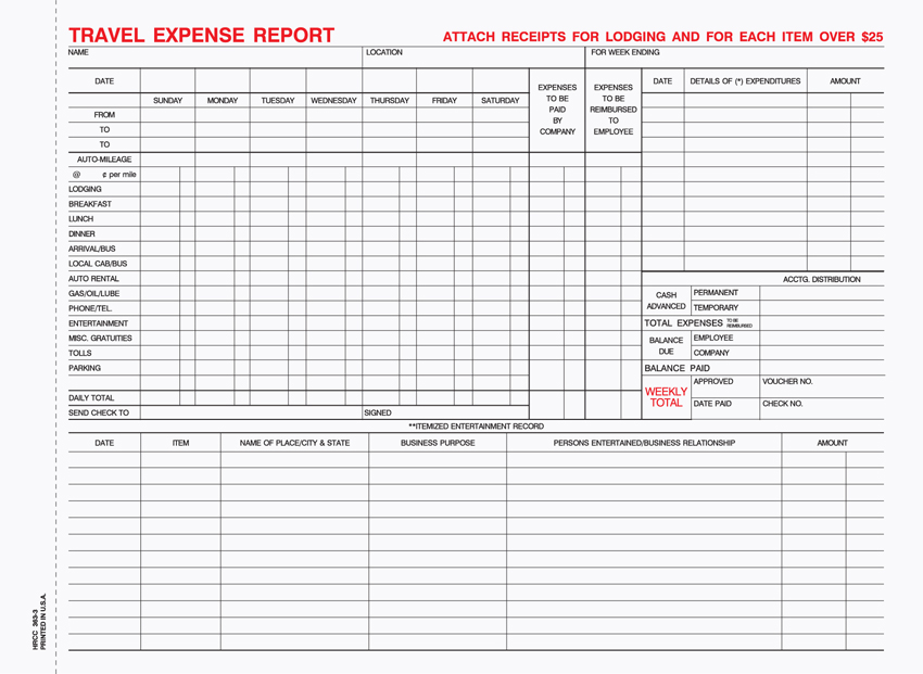 Travel Expense Report - Unit Set - 11 x 8.5- 2 Part - Click Image to Close